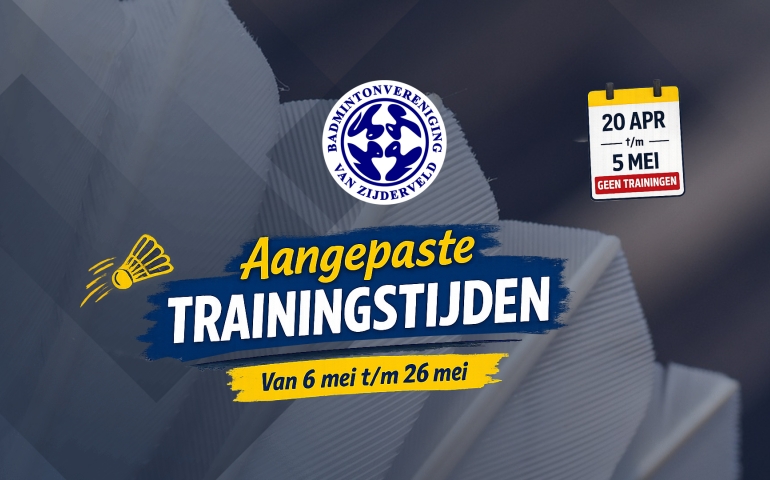 trainingstijden mei 2026